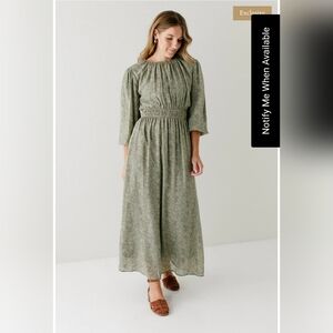 Women's Modest Gathered Bodice Floral Maxi Dress